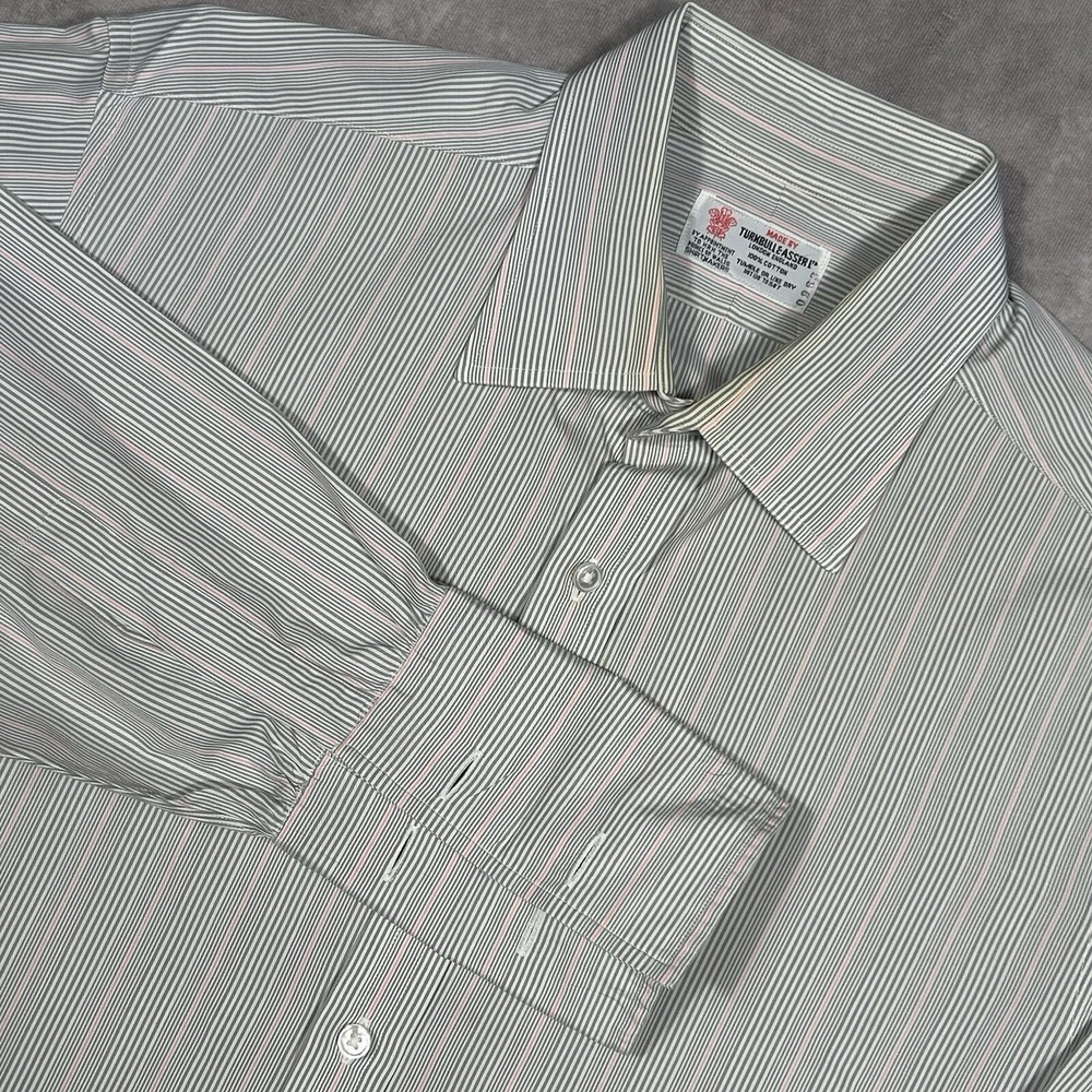 Turnbull & Asser Grey/pink/white Vertical Stripes Dress Shirt 17 - 43 Cm